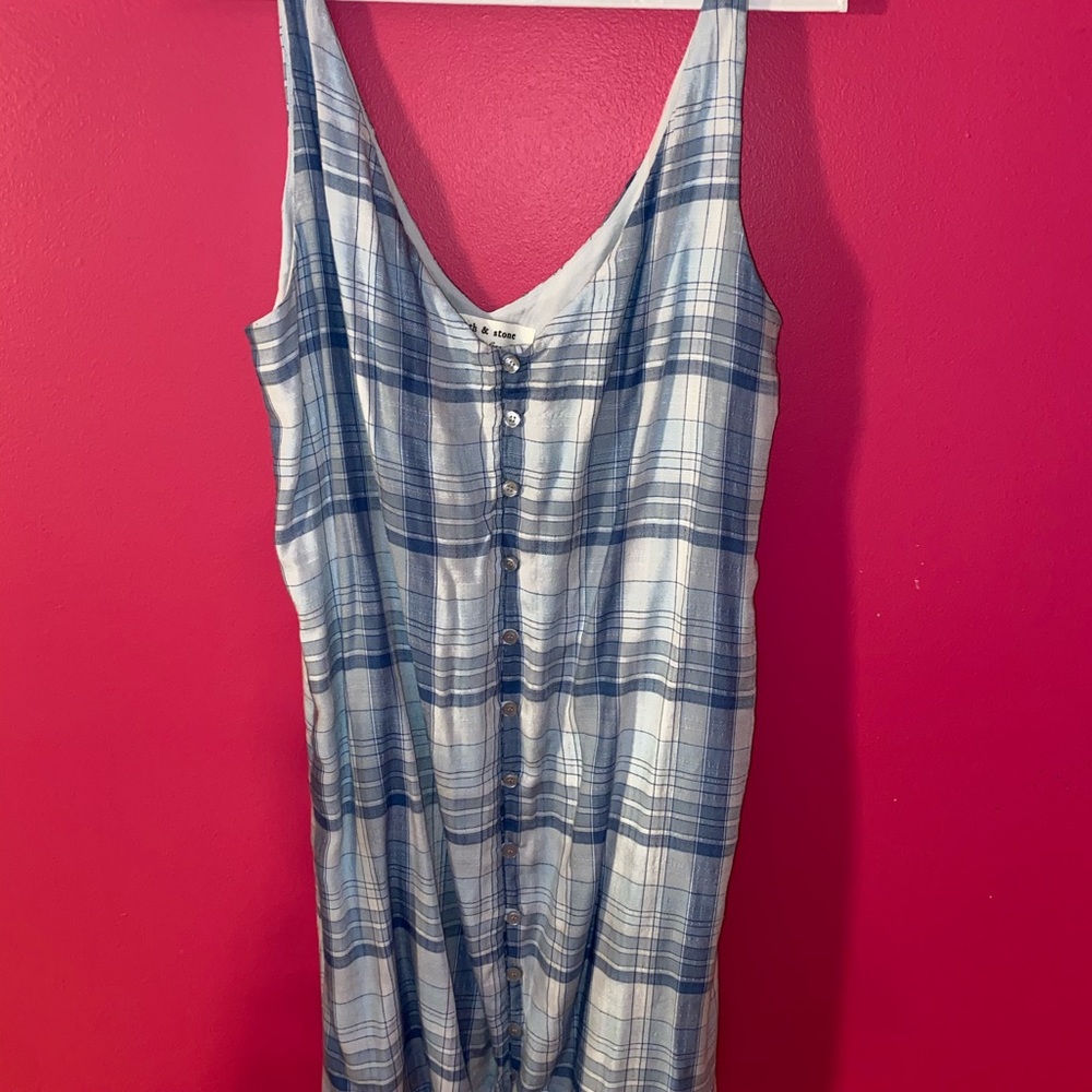Anthropologie Cloth ans Stone plaid peasant dress